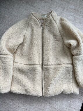 H&M Cream Teddy Sherpa Zip Jacket